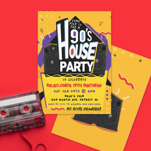 Invitación a fiesta de casa de los 90