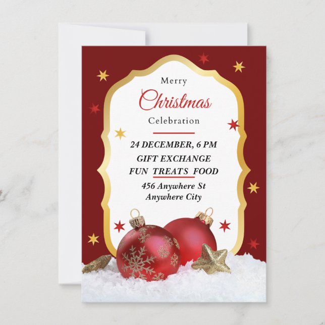 Invitación a fiesta de celebración de navidades (Anverso)