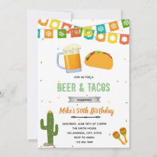 invitación a fiesta de cerveza y tacos