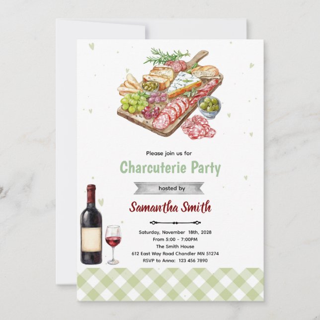 Invitación a fiesta de charcutería (Anverso)