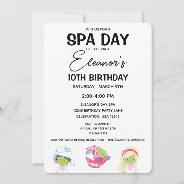 Invitación a fiesta de Chica de cumpleaños (Anverso)