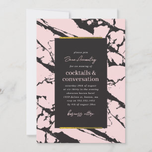 Invitación a Fiesta de Cocktail Mármol Rosa