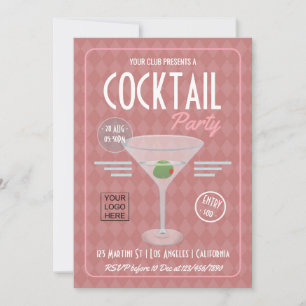 Invitación a fiesta de cóctel corporativa retro vi