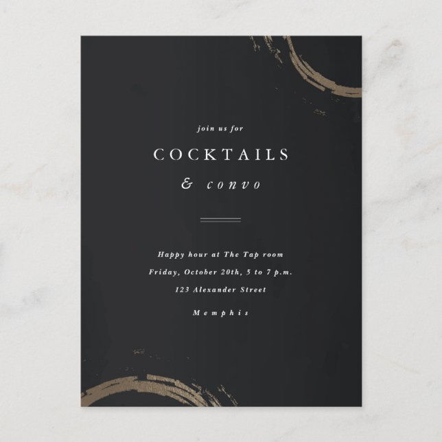 Invitación a fiesta de cócteles con anillos de oro (Anverso)