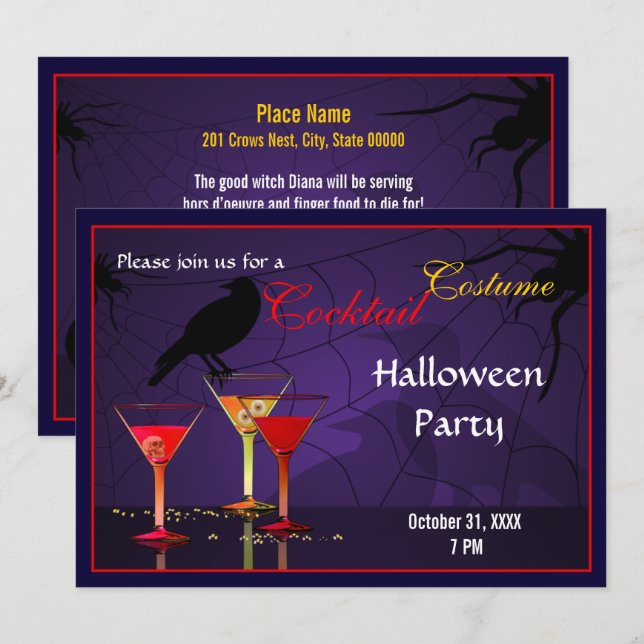 Invitación a Fiesta de cócteles de Halloween (Anverso / Reverso)