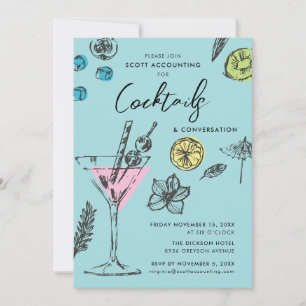 Invitación a Fiesta de Cócteles Moderna Ilustrada