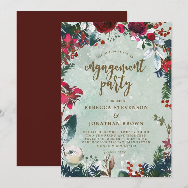 invitación a fiesta de compromiso de nieve de vaca (Anverso / Reverso)