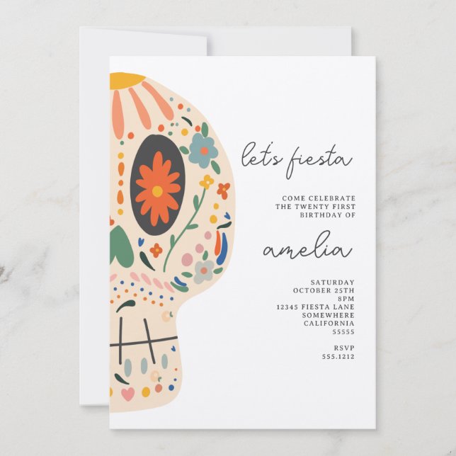 INVITACIÓN A FIESTA DE CRÁNEO DE AZÚCAR (Anverso)