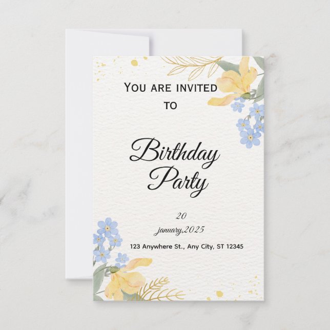 Invitación a Fiesta de Cumpleaños (Anverso)