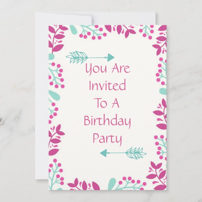 Invitación a fiesta de cumpleaños (Anverso)