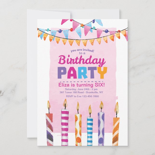 Invitación a fiesta de cumpleaños (Anverso)