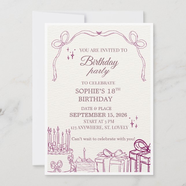 INVITACIÓN A FIESTA DE CUMPLEAÑOS (Anverso)