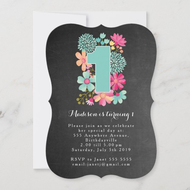 Invitación a Fiesta de cumpleaños 100 Chicas de Ch (Anverso)