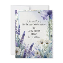 Invitación a fiesta de cumpleaños 18 con flores az