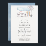 Invitación a Fiesta de cumpleaños 21ª color de agu<br><div class="desc">Invitación de fiesta de cumpleaños 21 con temática parisina con tipografía escrita a mano diseñada para ser rápida y fácilmente personalizable a los detalles de tu evento.</div>