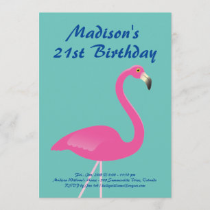 Invitación a Fiesta de cumpleaños 21 de Flamingo -