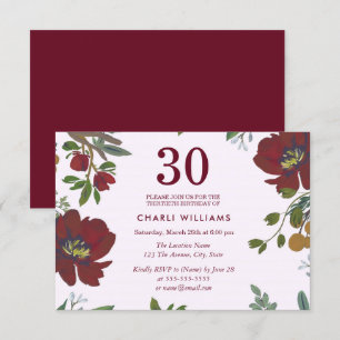Invitación a Fiesta de cumpleaños 30 del Boho Rojo