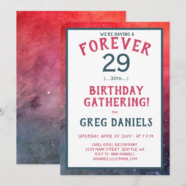 Invitación a Fiesta de cumpleaños 30 - (para siemp (Anverso / Reverso)