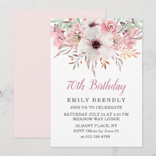 Invitación a fiesta de cumpleaños 70 de Floral col