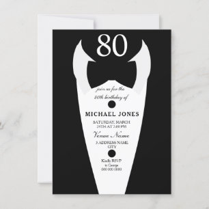 Invitación a fiesta de cumpleaños 80 hombres con r