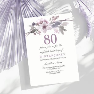 Invitación a fiesta de cumpleaños 80th bonito Purp