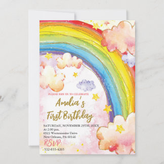 Invitación a fiesta de cumpleaños arcoiris, cumple