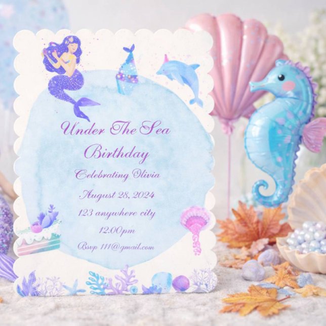INVITACIÓN A FIESTA DE CUMPLEAÑOS BAJO EL MAR (Subido por el creador)