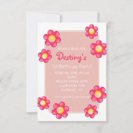 Invitación a fiesta de cumpleaños | Blanco de flor