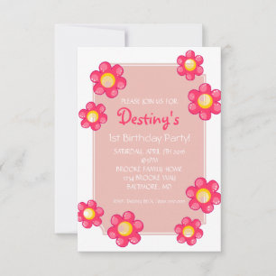 Invitación a fiesta de cumpleaños   Blanco de flor