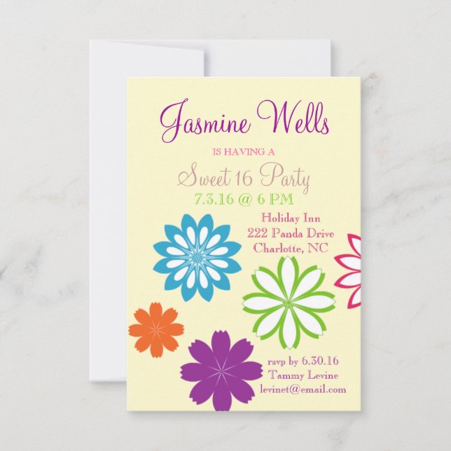 Invitación a fiesta de cumpleaños| "Bonito dulce"  (Anverso)