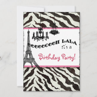 Invitación a fiesta de cumpleaños, cebra, Torre Ei