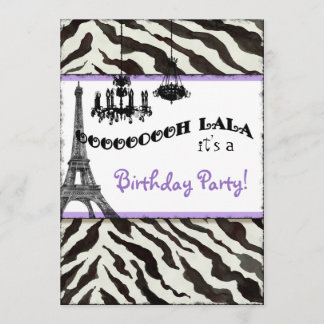 Invitación a fiesta de cumpleaños, cebra, Torre Ei