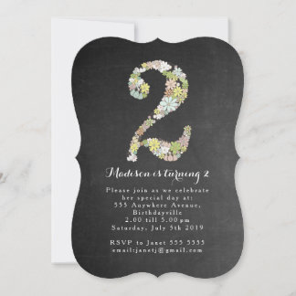 Invitación a Fiesta de cumpleaños con flores de Ch