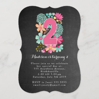 Invitación a Fiesta de cumpleaños con flores de Ch