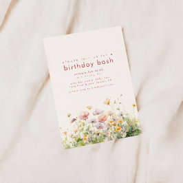 Invitación a fiesta de cumpleaños con flores de pr