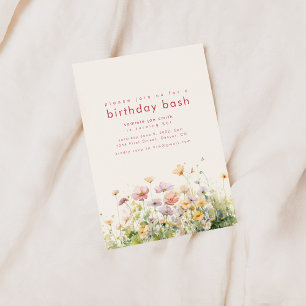 Invitación a fiesta de cumpleaños con flores de pr