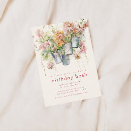 Invitación a fiesta de cumpleaños con flores de pr