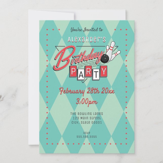Invitación a fiesta de cumpleaños con logotipo ret (Anverso)