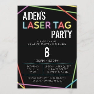 Invitación a fiesta de cumpleaños con tema de etiq