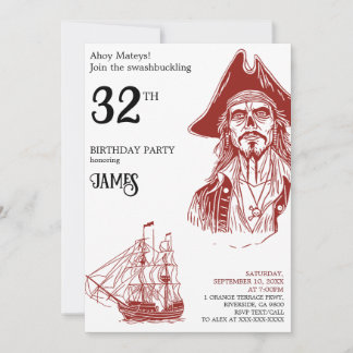 Invitación a fiesta de cumpleaños con tema pirata