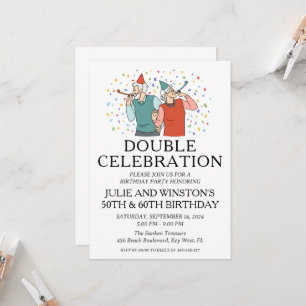 Invitación a fiesta de cumpleaños conjunta de dobl