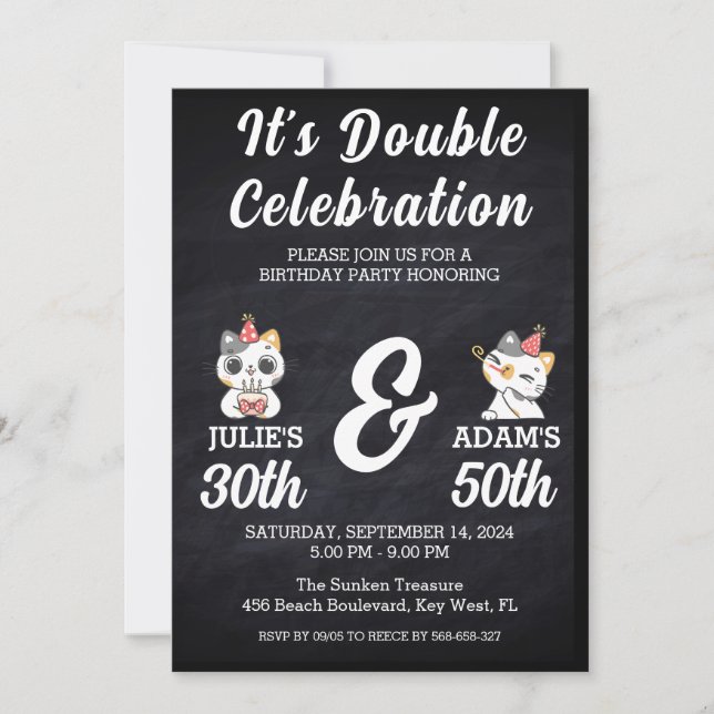 Invitación a fiesta de cumpleaños conjunta de dobl (Anverso)