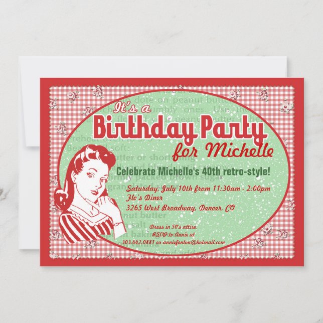 Invitación a fiesta de cumpleaños de 50 años (Anverso)