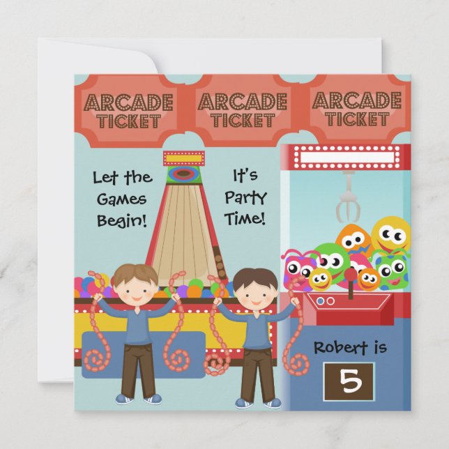Invitación a fiesta de cumpleaños de arcada person (Anverso)