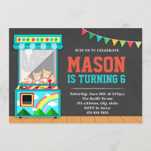 Invitación a fiesta de cumpleaños de arcade