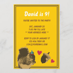 Invitación a fiesta de cumpleaños de ardilla y nue