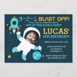 Invitación a fiesta de cumpleaños de Astronauta Bo