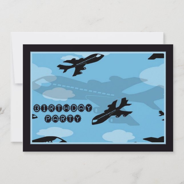 Invitación a fiesta de cumpleaños de aviones (Anverso)