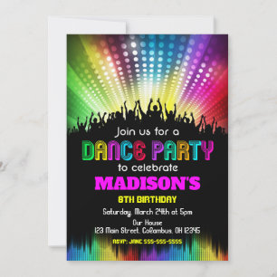 Invitación a fiesta de cumpleaños de baile