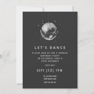 invitación a fiesta de cumpleaños de baile negro d